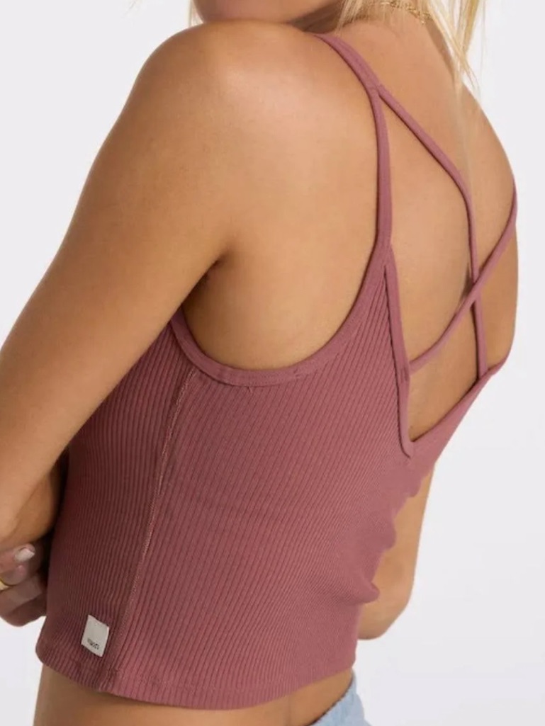 New With Tags: Vuori Rib Crop Tank Rosewood Xl Nwt
